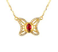 Calefee Collares de rubí creados en laboratorio, collar de oro con piedra natal de julio para mujer con rubí creado de 0,2 quilates y diamante creado, cadena ajustable de 16 pulgadas y extensión de 2