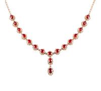 Calefee Collares en Y de rubí creado para mujer, collar de oro amarillo para mujer, piedra natal de julio con rubí creado de 4,65 quilates y diamante creado, cadena ajustable de 16 pulgadas y