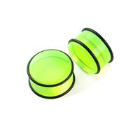 Calefee Dilatador de oreja de 4 mm a 24 mm, túnel dilatador lóbulo acrílico, 2 unidades, tapón azul con anillos de silicona, 18mm=11/16 inch, Acrílico, No Gemstone