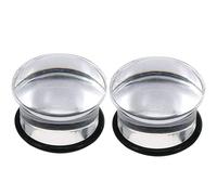 Calefee Dilatador de oreja de 5 mm a 20 mm, dilatador para lóbulo acrílico, 2 unidades, tapón transparente con anillo de silicona, 20mm=3/4 inch, Acrílico, No Gemstone