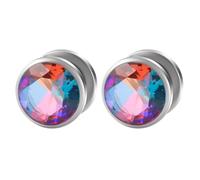 Calefee Dilatador de oreja de 6 mm a 16 mm, acero inoxidable, 2 unidades, con circonitas, 10mm=00g, Acero inoxidable, Circonia cúbica