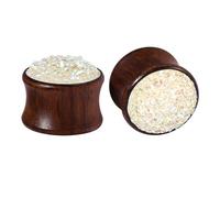 Calefee Dilatadores de madera para el lóbulo, dilatadores dilatadores con purpurina, 8 mm a 20 mm, tapones para los oídos 2 unidades, 20mm=3/4 inch, Madera, No Gemstone