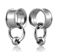 Calefee - Esparcidor para orejas (6 mm a 26 mm, colgante, túnel Plug de acero inoxidable, con círculo y perla, dilatador para mujer, 2 unidades), 20mm=3/4 inch, Acero inoxidable, No Gemstone