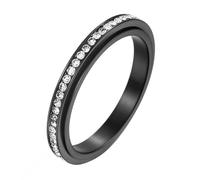 Calefee Fidget Anillo para mujer, antiestrés, pequeño anillo de acero inoxidable, 3 mm de ancho, giratorio, tallas 47 a 72, 14, Metal no precioso, Zirconia cúbica