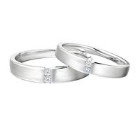 Calefee Juego de 2 anillos para él y ella, alianzas de oro 585/750/375, oro blanco liso Moissanite, anillos de boda anchos de 4 mm, 3,5 mm, tallas 47 hasta 70, Anpassbare Größen, Metal precioso