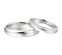 Calefee Juego de 2 anillos para él y ella, anillos de boda, oro blanco 585/750/375, anillos de boda anchos 3,9 mm, 3,3 mm, tallas 47 hasta 70, Damen 49 und Herren 54, Metal precioso, Moissanita