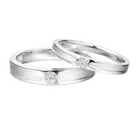 Calefee Par de anillos de boda para él y ella, alianzas de oro 585/750/375 de oro blanco liso Moissanite, anillos de boda ancho 3,7 mm, 2,7 mm, tamaño 47 hasta 70, Damen 62 und Herren 70, Metal