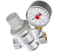 Caleffi 16624 - Reductor de presión inclinado de 1/2 pulgadas, manómetro, cromado