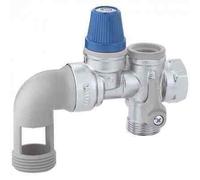 Caleffi 526153 Grupo de Seguridad para Calentadores de Agua de Acumulación 3/4'' para Instalaciones Horizontales con Corte, Válvula de Retención Controlable y Sifón de Descarga