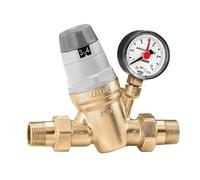 CALEFFI 535061 Regulador de presión con cartucho reemplazable, manómetro e indicador de ajuste 1"