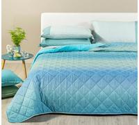 Caleffi Colcha acolchada de microfibra Larry - Medida plaza y media 220 x 270 cm - Color azul