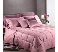 Caleffi - Edredón de satén 100% algodón, Color Liso, para Cama de Matrimonio, Color Rosa