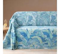 Caleffi Grandecor Forest - Tela decorativa para sofá de matrimonio, 270 x 270 cm, 100% algodón, cubretodo multiusos para sofá, cama, mesa, picnic (azul)