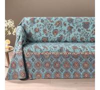 Caleffi Grandecor Milos - Tela decorativa para sofá de matrimonio, 270 x 270 cm, 100% algodón, cubretodo multiusos para sofá, cama, mesa, picnic (azul)