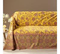 Caleffi Grandecor Milos - Tela decorativa para sofá de matrimonio, 270 x 270 cm, 100% algodón, cubretodo multiusos para sofá, cama, mesa, Pic Nic (dorado)