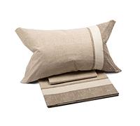 Caleffi Juego Sabanas 100% Algodon para Cama + 2 Fundas de Almohada 50x80 cm - Ropa Cama Suave, Transpirable y Lavable - Diseño Italiano Elegante - Sabanas Algodon 4 Piezas