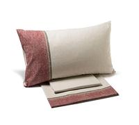 Caleffi Juego Sabanas 100% Algodon para Cama + 2 Fundas de Almohada 50x80 cm - Ropa Cama Suave, Transpirable y Lavable - Diseño Italiano Elegante - Sabanas Algodon 4 Piezas