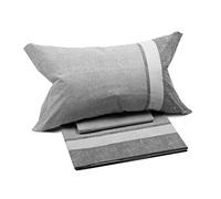 Caleffi Juego Sabanas 100% Algodon para Cama + 2 Fundas de Almohada 50x80 cm - Ropa Cama Suave, Transpirable y Lavable - Diseño Italiano Elegante - Sabanas Algodon 4 Piezas