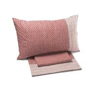 Caleffi Juego Sabanas 100% Algodon para Cama + 2 Fundas de Almohada 50x80 cm - Ropa Cama Suave, Transpirable y Lavable - Diseño Italiano Elegante - Sabanas Algodon 4 Piezas