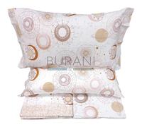 Caleffi Sábana de franela de algodón de 180 x 280 cm + 1 sábana bajera ajustable para colchón de 130 x 200 x 25 cm + 1 funda de almohada de 50 x 80 cm