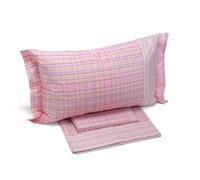 Caleffi Sabanas de Algodon 100 % con Sabana Encimera, Sabana Bajera Ajustable y 2 Fundas Almohada - Ropa de Cama Italiana - Juego Sabana