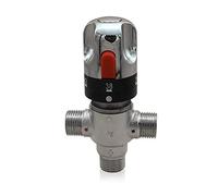Caleffi - Válvula mezcladora termostática de 3 vías, mezclador de agua doméstica, 1/2", latón 20-55 °C