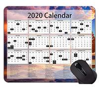 Calendar 2020 Year Gaming Mouse Pad Custom, Autumn Leaves Themed Mouse Pad with Stitched Edge