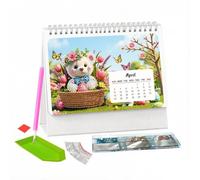 Calendar 2027 | 1 DIY Animal Pattern Rhinestone Painting Desk Planner | 12 Months Calendar | For Kids Adults Beginner Craft Activity Home School Roomc