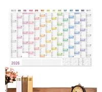 Calendar for 2026, Large Poster Wall Planner with Monthly Agenda from enary to dicember 2026, Organizer Schedule Chart for Office School Home Bedroom Dorm Apartment Classroom Hotel Workplace