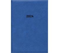 Calendario 2024 azul de oficina, 14,5 x 21 cm, 1 día en 1 página, cubierta de plástico acolchada, división de horas 7 - 19 horas - 876-0015