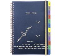 Calendario 2025 2026 A5, planificador semanal/agenda de anillas 1 semana 2 páginas con vista mensual y bolsillo, encuadernación en espiral, calendario escolar 2025/2026, planificador escolar,