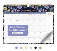 Calendario 2025-2026, calendario de 21 meses de octubre de 2025 a junio de 2027, 11.5 x 14.75 pulgadas, calendario mensual de pared colgante con encuadernación en espiral, perfecto para el hogar u