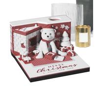 Calendario 2025 3D con diseño de oso de Navidad, con notas y notas en 3D, diseño de oso de Navidad