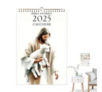 Calendario 2025 De Historias Bíblicas - Calendario De Fe Con Versículos Bíblicos Mensuales, Decoración De Versículos Bíblicos | Calendario De Pared Con Encuadernación Con Alambre De 12 Meses, Decor