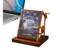 Calendario 2025 de manivela de pie - Calendario de mesa de pie, calendario de mesa plegable | Calendario de mesa colorido, decoración divertida y portátil para hombres, mujeres, escritorio