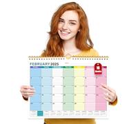 Calendario 2025 del Reino Unido, calendario familiar de 18 meses de febrero de 2025 a julio de 2026, planificador familiar de pared con bloques grandes, planificador anual horizontal grande