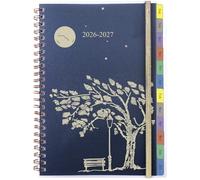 Calendario 2026 2027, planificador semanal, A5, carpeta de anillas con pestañas de colores, notas, contacto, bolsillo interior, encuadernación en espiral, calendario escolar 2026/27 (agosto de 2026