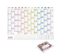 Calendario 2026, accesorio de planificación de horarios de tamaño póster, calendario anual de 12 meses para pared, dormitorio, escuela, viajes, trabajo, apartamento, dormitorio, hotel, aula
