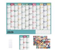 Calendario 2026 - Calendario Calendario de Pared Grande 2026,Póster Planificadores mensuales y organizadores personales con pegatinas para dormitorio Apartamento Oficina Escuela Planificación de aula