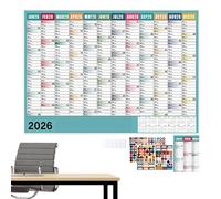 Calendario 2026 - Calendario de Pared 2026 Gran Póster | Anual Académico con Pegatinas para Planificación de Profesores Estudiantes Hogar Oficina Aula