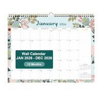 Calendario 2026, calendario de pared 2026 Reino Unido con tamaño A4 de enero de 2026 a diciembre de 2026 (12 meses) para planificación y organización de oficina en casa