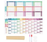 Calendario 2026 - Calendario de pared borrable en , 39.3 x 16.55 pulgadas, planificador de pared de borrado en , calendario grande | Agenda de papel grueso de 12 meses para decoración de Roma