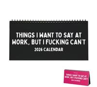 Calendario 2026 "Cosas que quiero decir en el trabajo", calendarios de oficina sarcásticos con citas humorísticas, calendario de escritorio for decorar la oficina(Black)