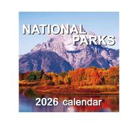 Calendario 2026 de 12 meses | Calendario 2026 de pared de parques nacionales, planificador anual con bloques rayados, papel grueso de enero a diciembre, decoración del hogar para apartamentos, escuela