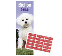 Calendario 2026 de Bichon Frise Slim con diseño de raza de perro, 12 meses, con pegatinas de organización