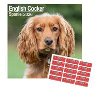Calendario 2026 de Cocker Spaniel con diseño cuadrado de perro Calendario de pared de 16 meses con pegatinas de organización