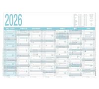 Calendario 2026 de día laborable, color gris/turquesa, A4 (29,7 x 21 cm), 7 meses en 1 página, calendario de pizarra, calendario de carteles, planificador anual, 909-0000
