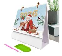 Calendario 2026 de Gem Art con diseños de pintura de diamantes coloridos, planificador de pared decorativo con fácil visualización, simplificación de vacaciones para viviendas escolares