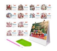 Calendario 2026 de Gem Art con diseños de pintura de diamantes coloridos, planificador de pared decorativo con fácil visualización, simplificación de vacaciones para viviendas escolares