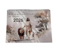 Calendario 2026 de historias bíblicas de doble bobina, calendario mensual de pared con papel rasgable para decoración de pared del hogar, calendario de qué año